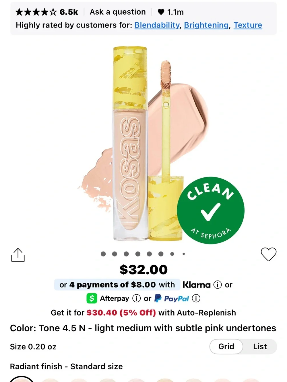 Kosas Revealer Concealer - Light Medium Pink Shade (Tone 4.5 N)